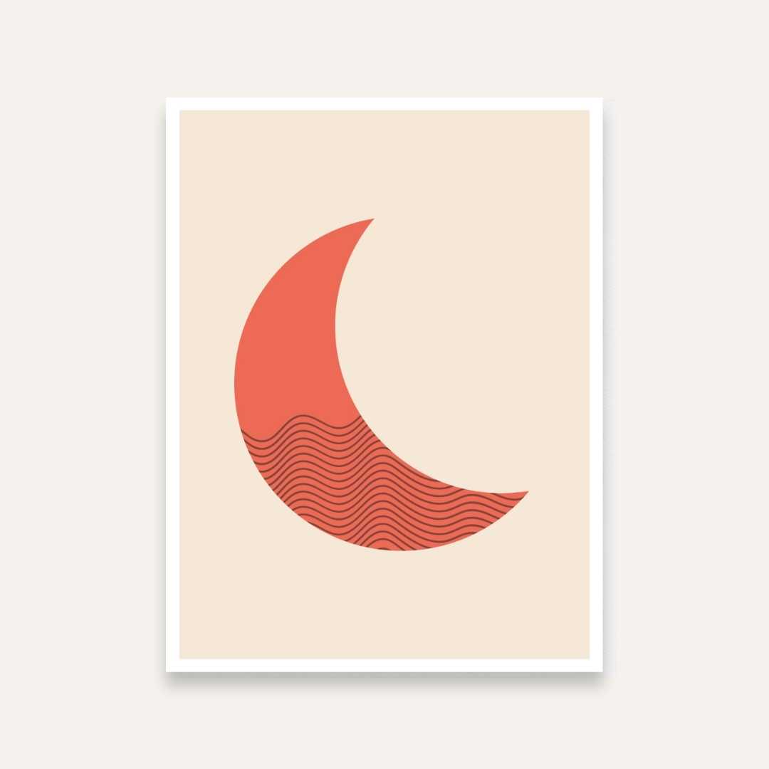 Boho Crescent Moon Wall Painting for Bedroom | Minimalist Wall Art for Living Room 4 X 5.5 Vertical Premium Wall Art Canvas by MeriDeewar