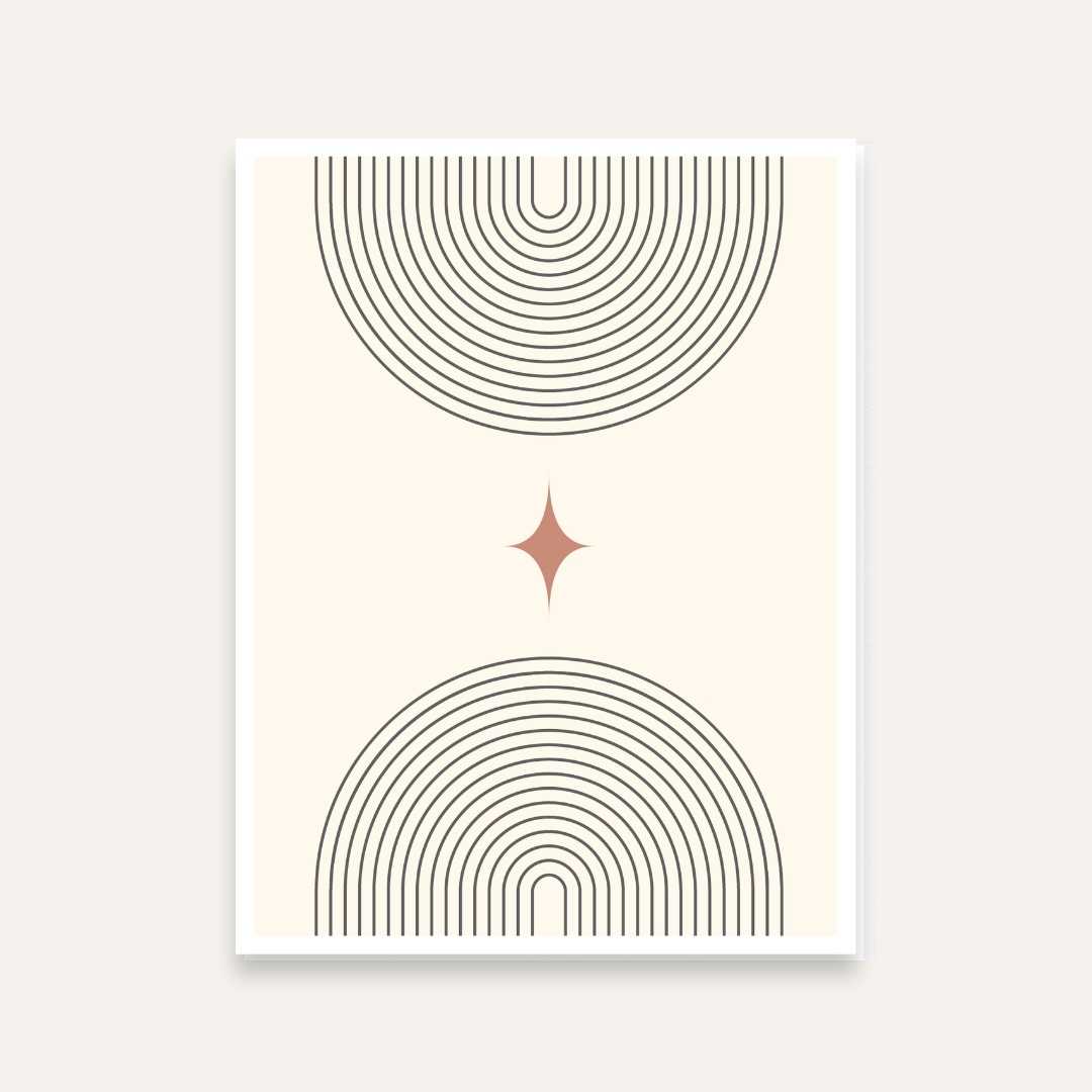 Boho Minimalist Rainbow & Star Wall Painting for Bedroom | Neutral Tones | Giclée Art Print 3 : 4 Vertical Premium Wall Art Canvas by MeriDeewar