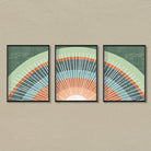 Boho Terracotta Orange Green Set of 3 Walls Premium Wall Art Canvas by MeriDeewar