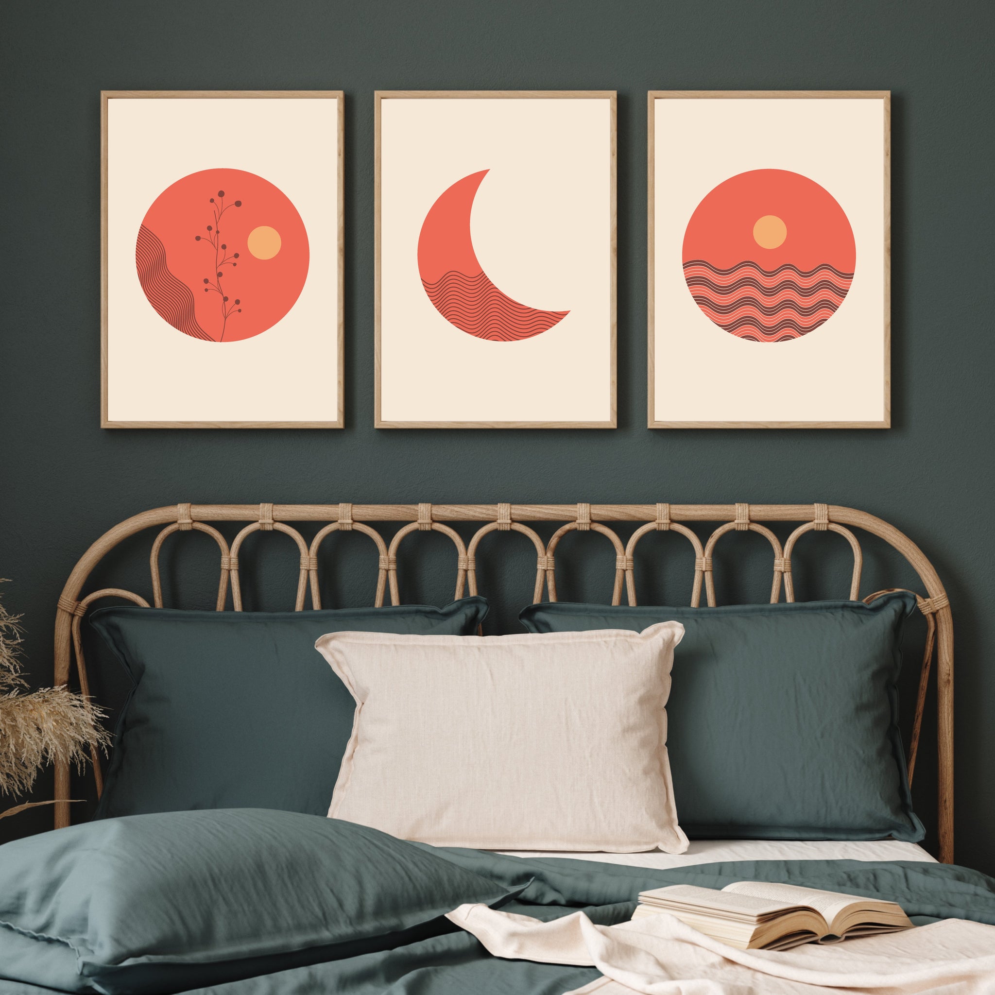 Boho Wall Art Set of 3 Walls Premium Wall Art Canvas by MeriDeewar