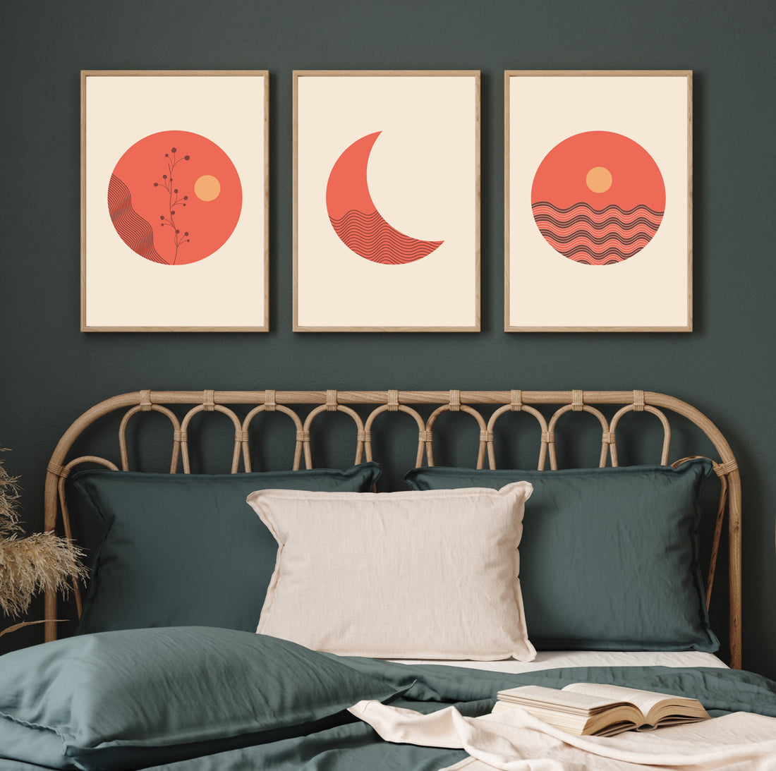 Boho Wall Art Set of 3 Walls Premium Wall Art Canvas by MeriDeewar