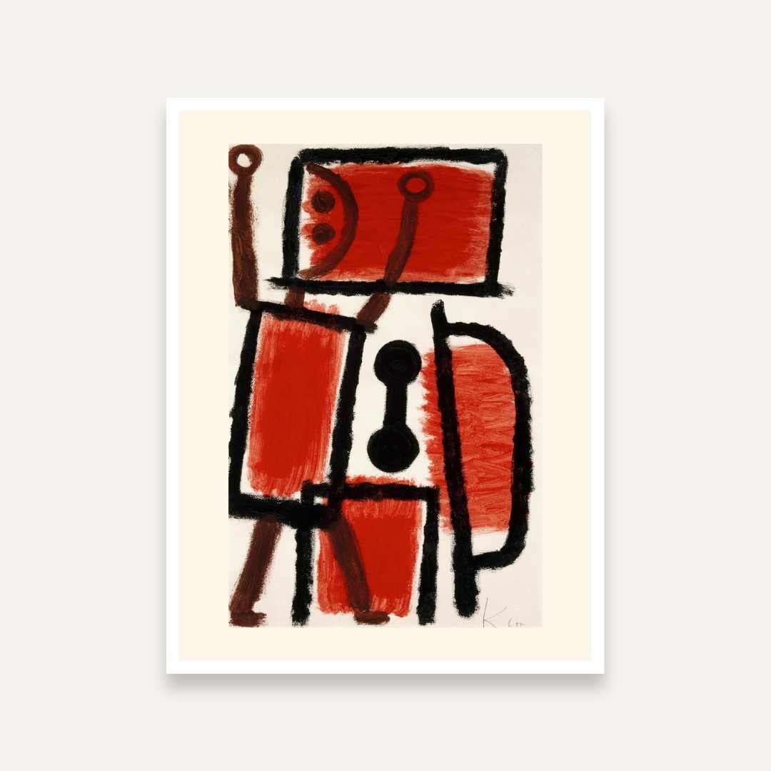 Bold Abstract Red Painting for Living Room | Paul Klee Locksmith Wall Art | Giclée Print 4 :5 Vertical Premium Wall Art Canvas by MeriDeewar