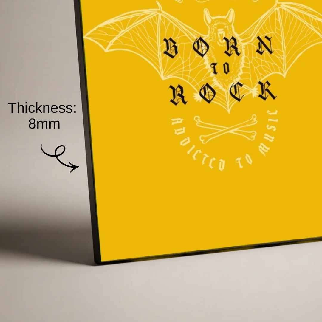 "Born To Rock" Bat Graphic Poster | Vertical Borderless Art Frame Poster Premium Wall Art Canvas by MeriDeewar