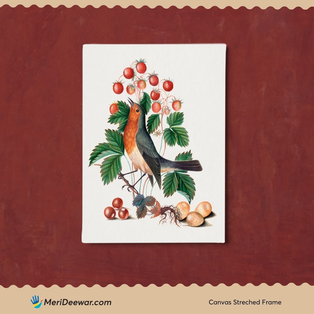 Botanical Bird Artwork 3 : 4 Vertical New Premium Wall Art Canvas by MeriDeewar