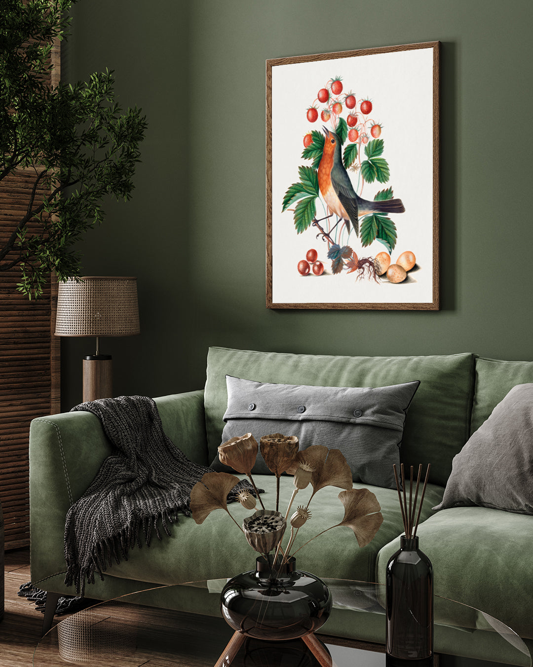 Botanical Bird Artwork 3 : 4 Vertical New Premium Wall Art Canvas by MeriDeewar