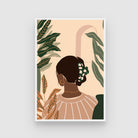 Botanical Serenity – Minimalist Woman with Leaves Wall Art Print 2 : 3 Vertical Premium Wall Art Canvas by MeriDeewar