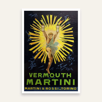 Breakaway Vintage Art Deco Leonetto Cappiello Vermouth Martini Illustration Poster | Vertical Retro White Framed Wall Art 2 : 3 Vertical Premium Wall Art Canvas by MeriDeewar
