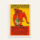 Breakaway Vintage German Red Bulldog Satirical Illustration Poster | Vertical Retro White Framed Wall Art 2 : 3 Vertical Premium Wall Art Canvas by MeriDeewar