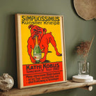 Breakaway Vintage German Red Bulldog Satirical Illustration Poster | Vertical Retro White Framed Wall Art 2 : 3 Vertical Premium Wall Art Canvas by MeriDeewar