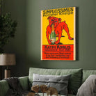 Breakaway Vintage German Red Bulldog Satirical Illustration Poster | Vertical Retro White Framed Wall Art 2 : 3 Vertical Premium Wall Art Canvas by MeriDeewar