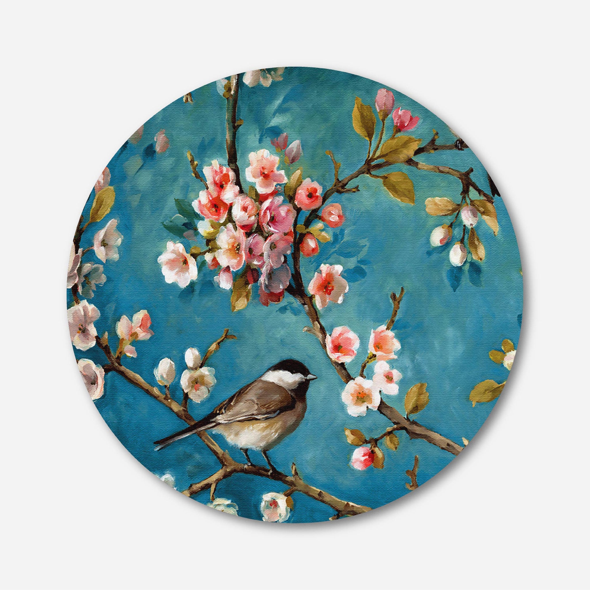Bride and Groom Bird Circular Canvas Frame Circular Canvas Frame Premium Wall Art Canvas by MeriDeewar