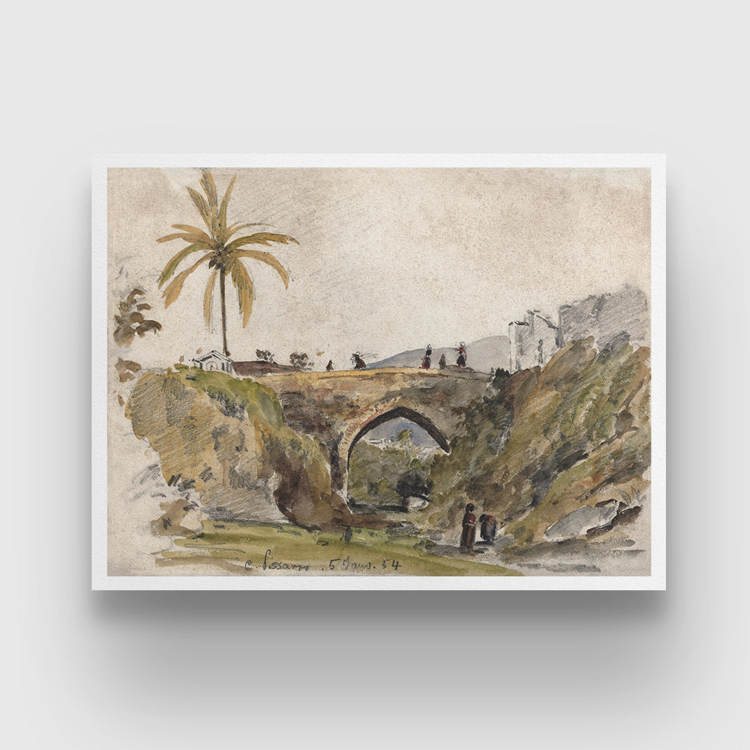 Bridge at Caracas by Camille Pissarro 3 : 4 Horizontal New Premium Wall Art Canvas by MeriDeewar