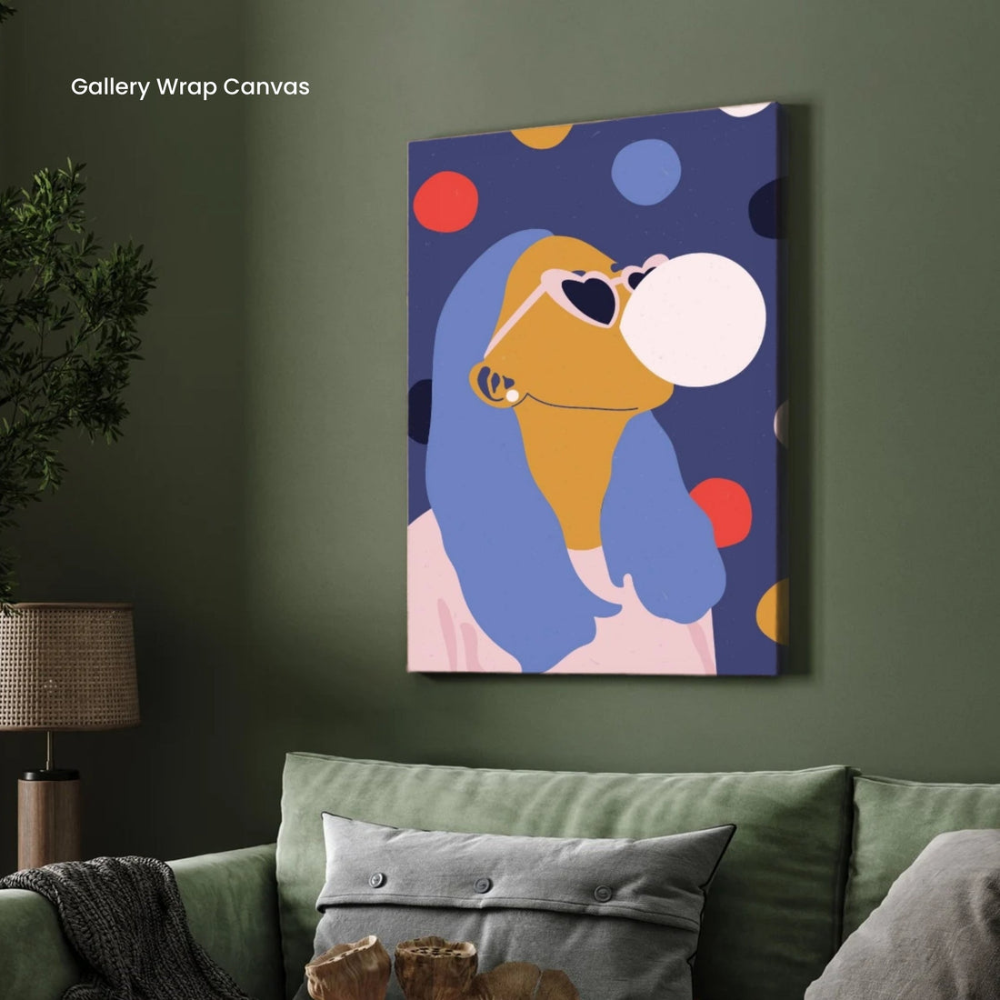Bubblegum Pop – Playful Woman Portrait Wall Art Print 2 : 3 Vertical Premium Wall Art Canvas by MeriDeewar