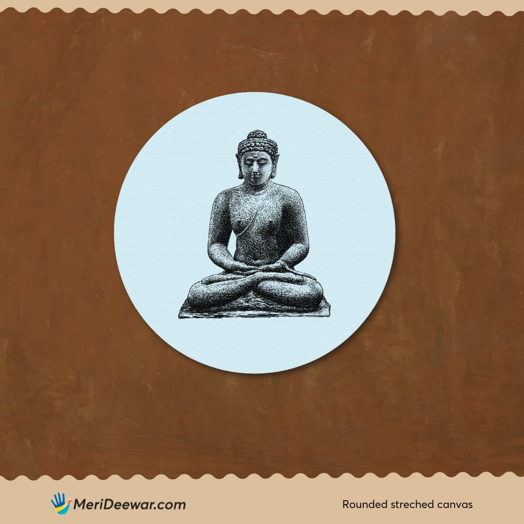 Buddha Circular Canvas Frame Circular Canvas Frame Premium Wall Art Canvas by MeriDeewar