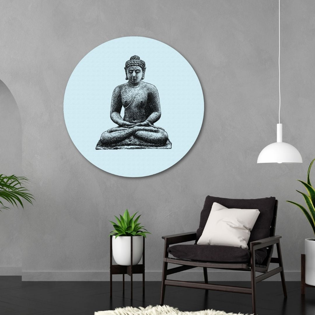 Buddha Circular Canvas Frame Circular Canvas Frame Premium Wall Art Canvas by MeriDeewar