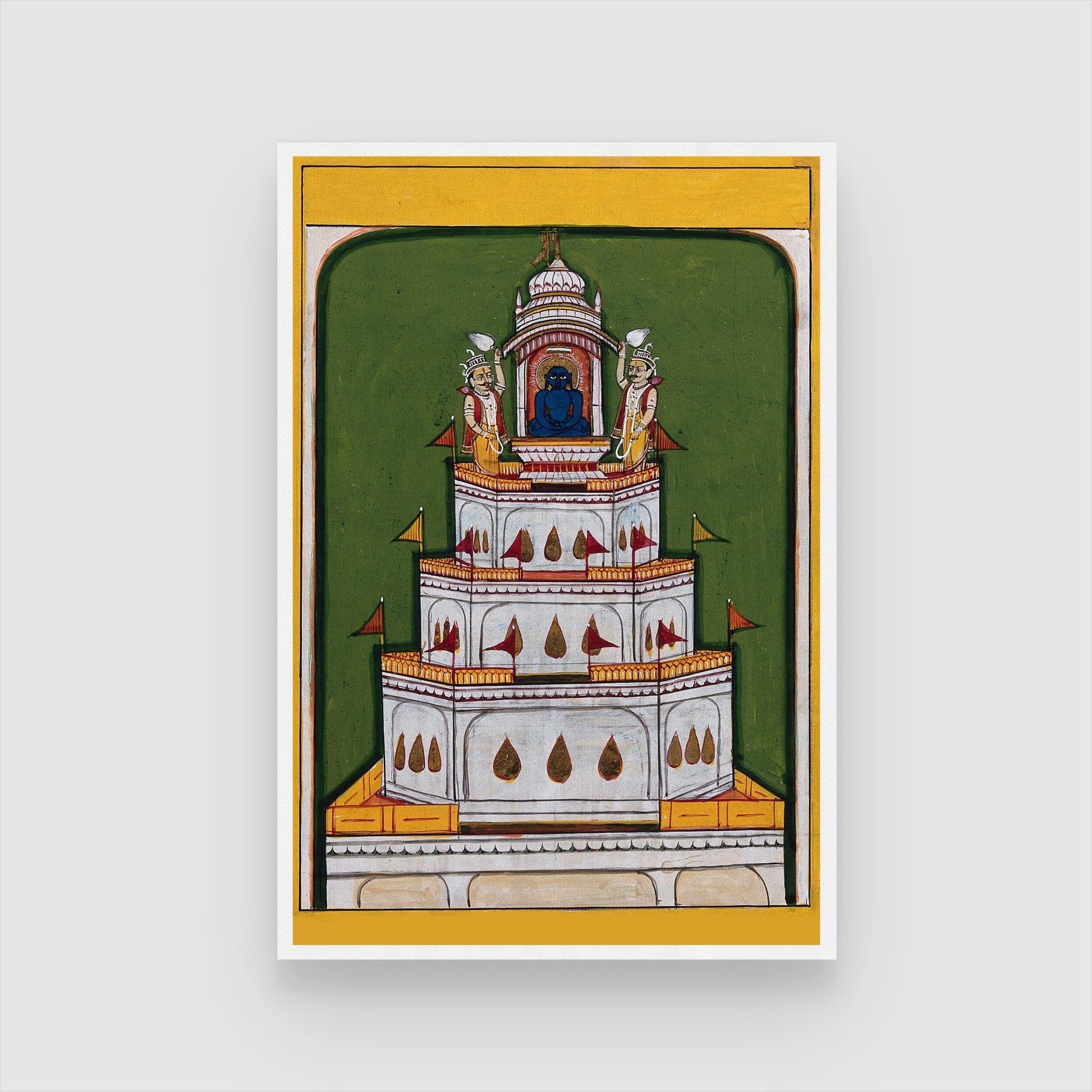 Buddha on top of a tiered pavilion Painting 2 : 3 Vertical Premium Wall Art Canvas by MeriDeewar