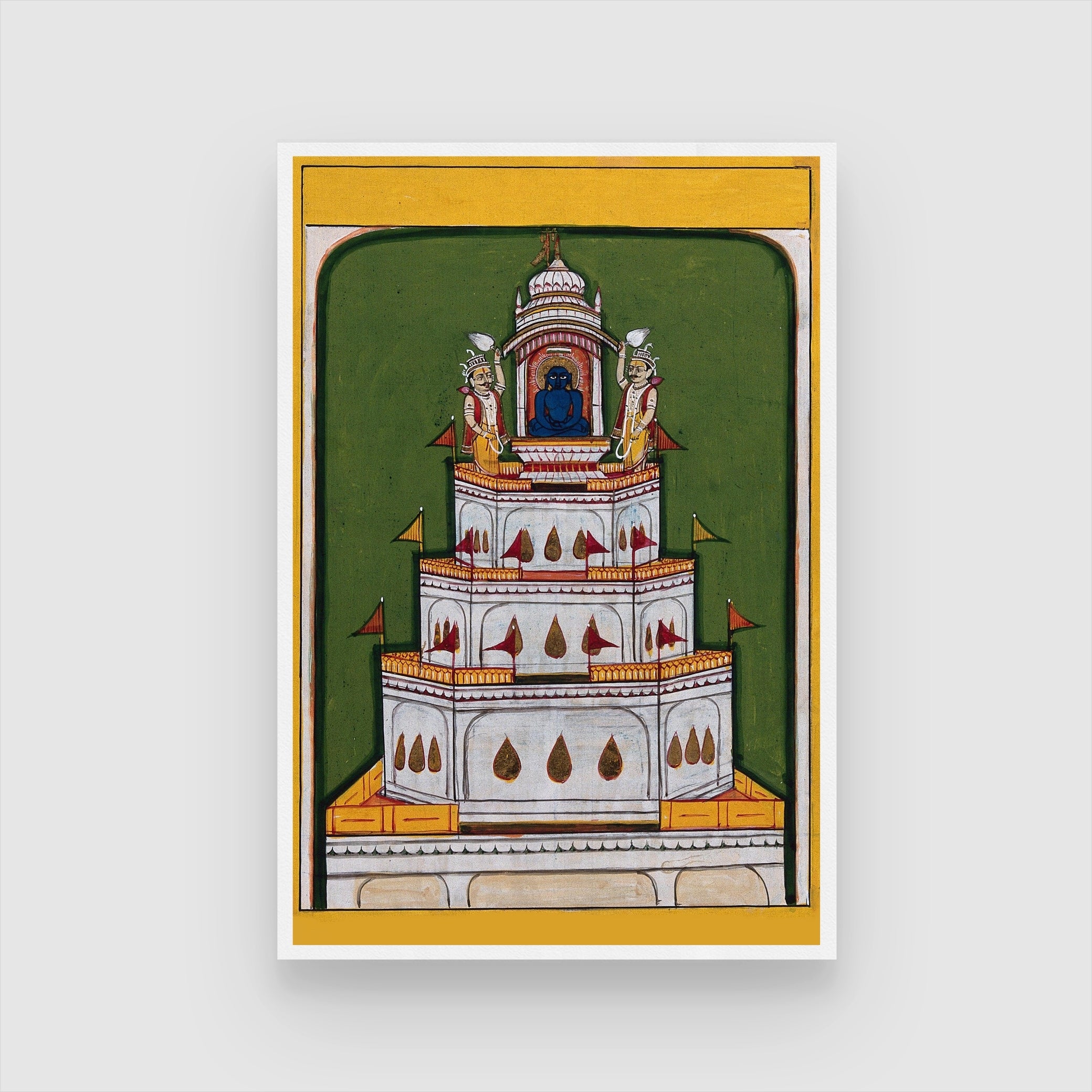Buddha on top of a tiered pavilion Painting 2 : 3 Vertical Premium Wall Art Canvas by MeriDeewar
