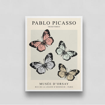 Butterflies Poster by Pablo Picasso 3 : 4 Vertical New Premium Wall Art Canvas by MeriDeewar