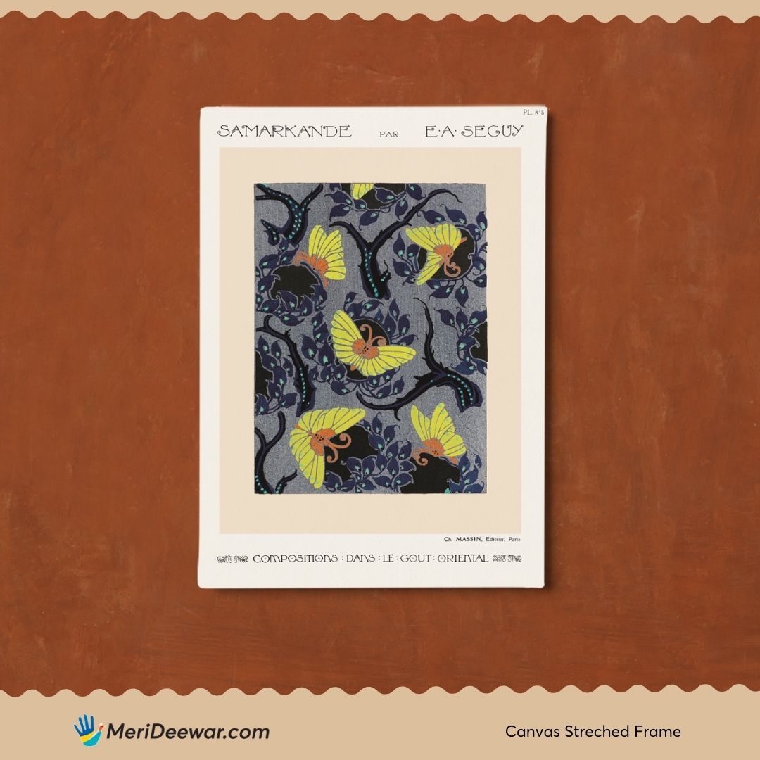 Butterfly pochoir pattern by  E. A. Séguy's 3 : 4 Vertical New Premium Wall Art Canvas by MeriDeewar