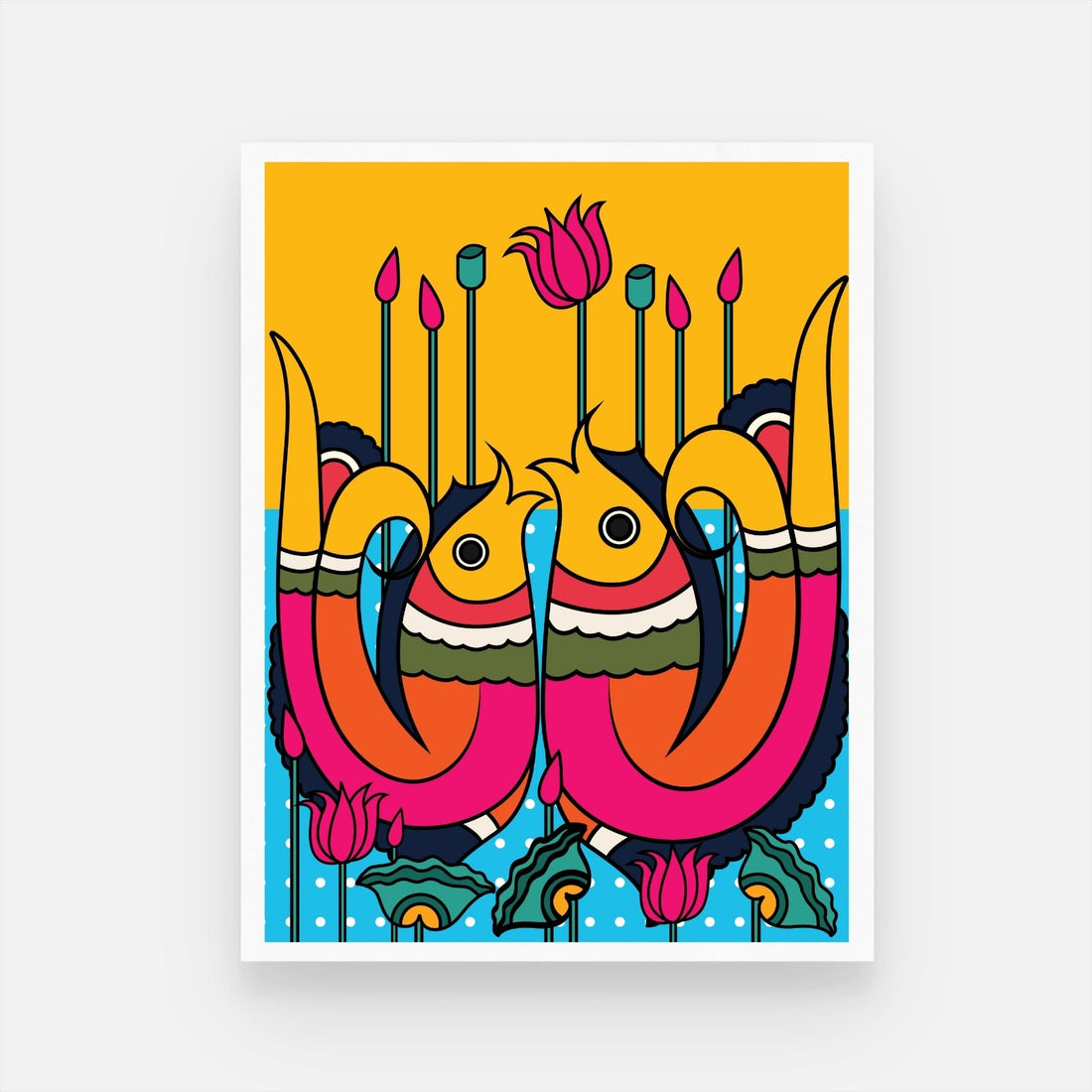 Buy Colorful Depths Madhubani Painting at MeriDeewar 3 : 4 Vertical New Premium Wall Art Canvas by MeriDeewar