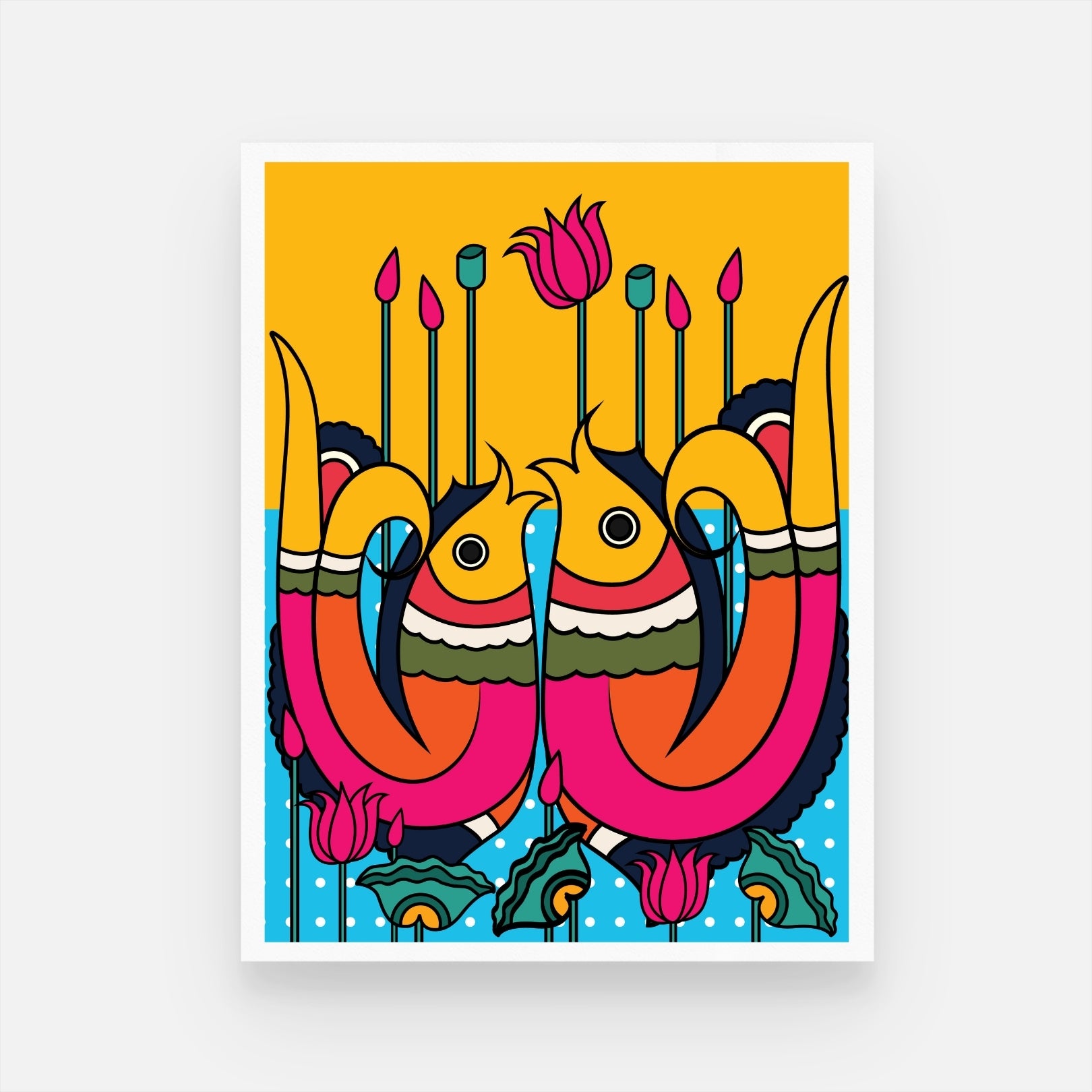 Buy Colorful Depths Madhubani Painting at MeriDeewar 3 : 4 Vertical New Premium Wall Art Canvas by MeriDeewar
