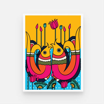 Buy Colorful Depths Madhubani Painting at MeriDeewar 3 : 4 Vertical New Premium Wall Art Canvas by MeriDeewar