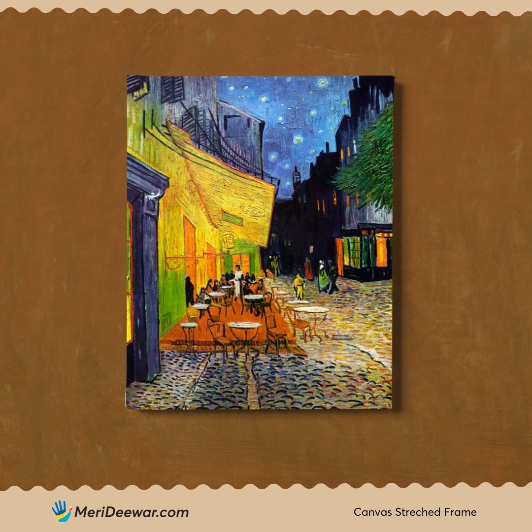 Cafe Terrace at Night by Vincent Van Gogh 3 : 4 Vertical New Premium Wall Art Canvas by MeriDeewar