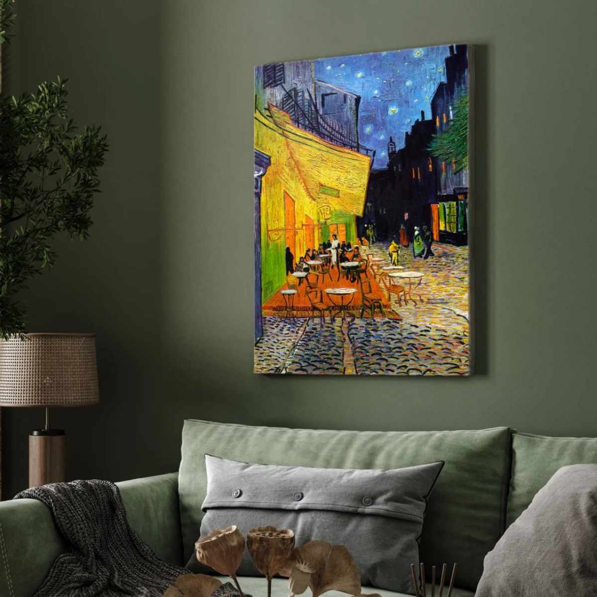 Cafe Terrace at Night Van Gogh Painting for Living Room | Wall Art for Home Decor 3 : 4 Vertical New Premium Wall Art Canvas by MeriDeewar