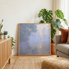 Calming Nature Painting for Living Room | Misty River Scenery | Giclée Fine Art Print 1 : 1 Square Premium Wall Art Canvas by MeriDeewar