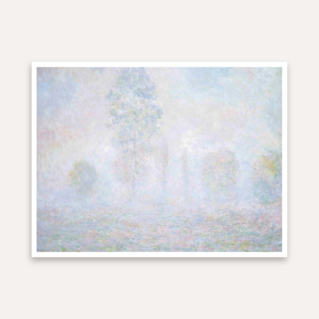 Calming Nature Scenery Painting for Living Room | Monet Morning Haze | Soft Pastel Wall Art 4 : 3 Horizontal Premium Wall Art Canvas by MeriDeewar