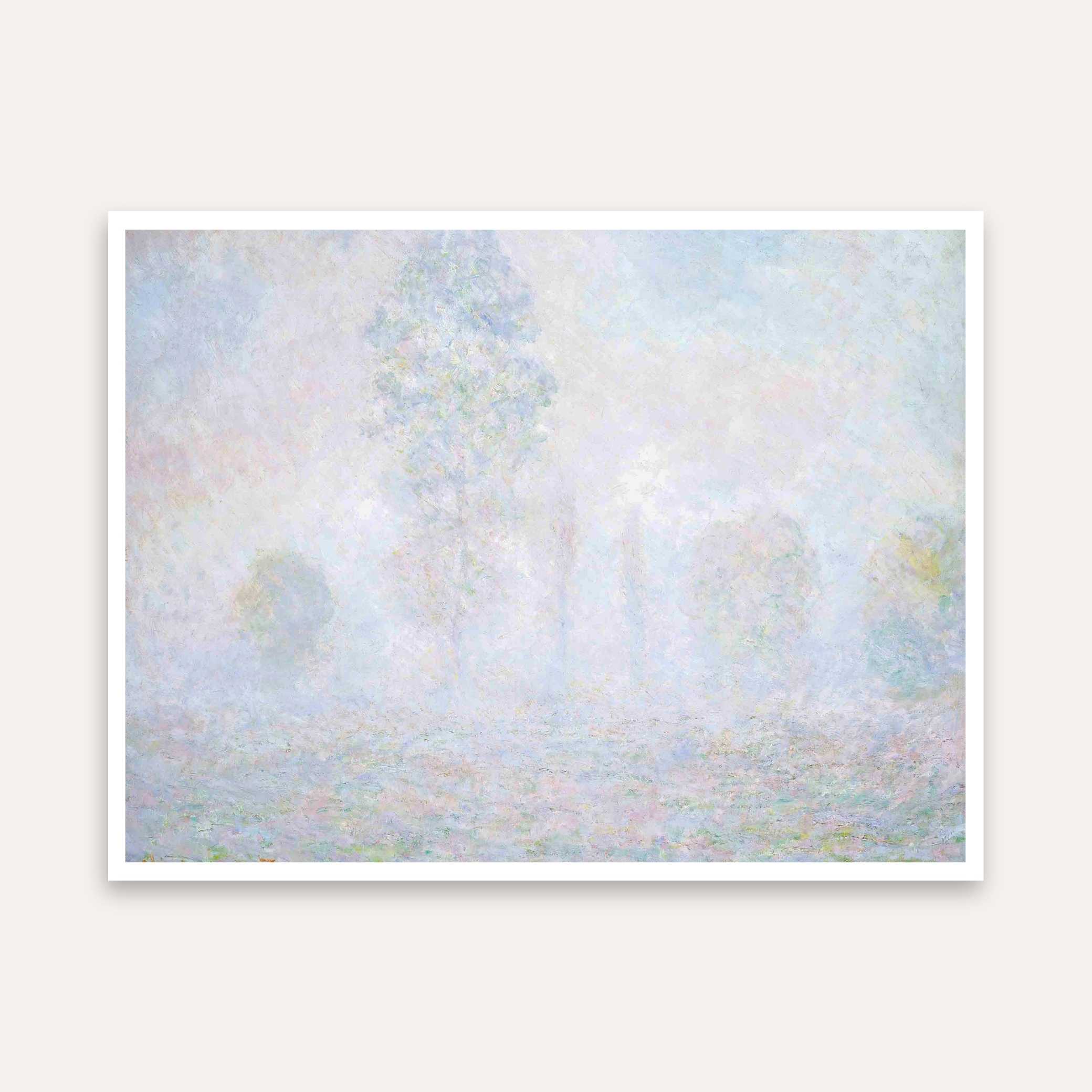 Calming Nature Scenery Painting for Living Room | Monet Morning Haze | Soft Pastel Wall Art 4 : 3 Horizontal Premium Wall Art Canvas by MeriDeewar