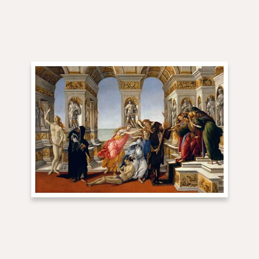 Calumny of Apelles by Botticelli – Renaissance Wall Painting for Living Room | Classic Art Print 3 : 2 Horizontal Premium Wall Art Canvas by MeriDeewar