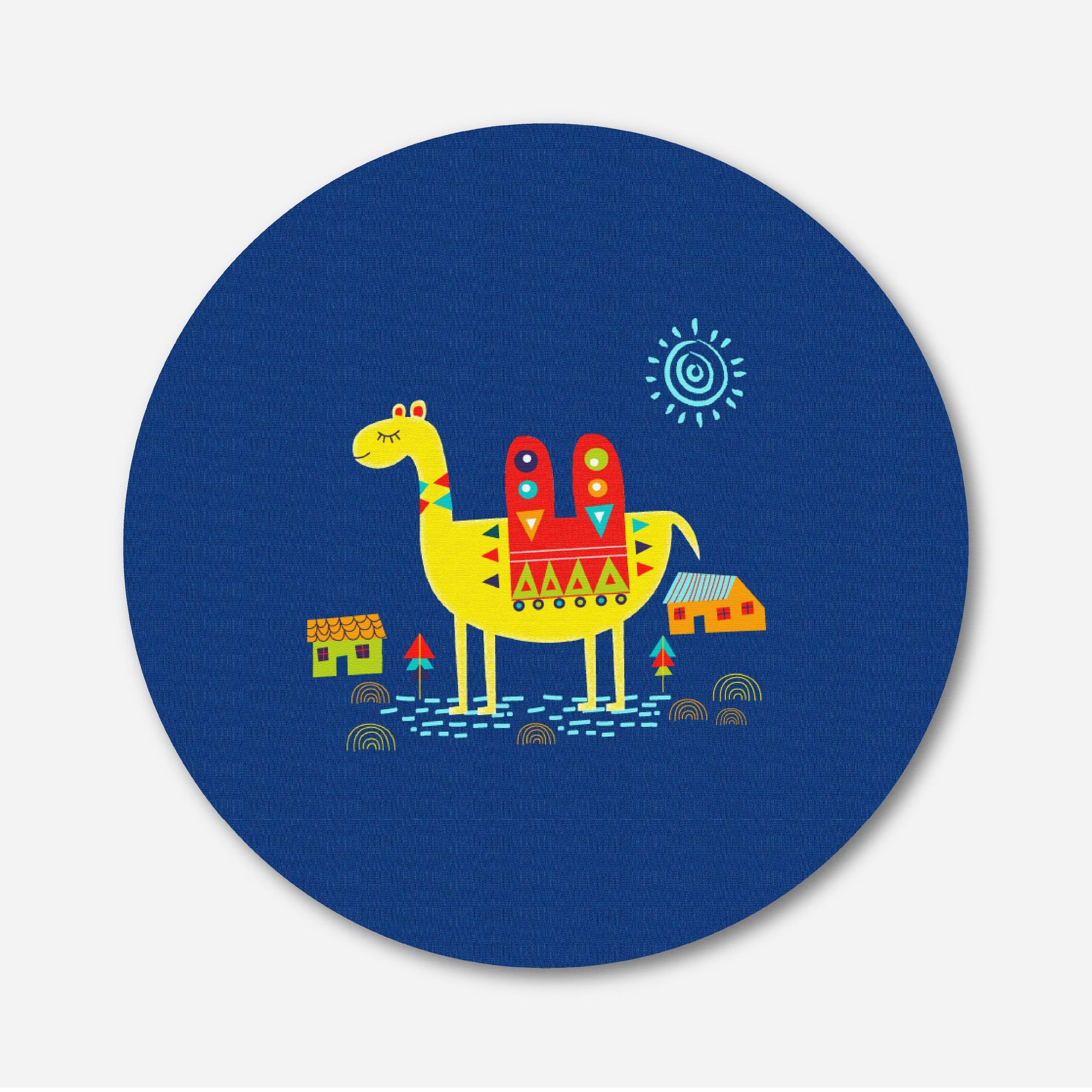 Camel Art Painting Circular Canvas Frame Circular Canvas Frame Premium Wall Art Canvas by MeriDeewar