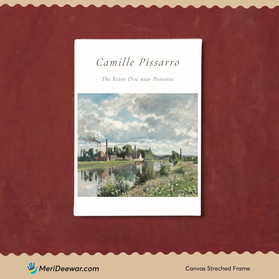 Camille Pisarro The River Oise Near Pontoise Painting 3 : 4 Vertical New Premium Wall Art Canvas by MeriDeewar