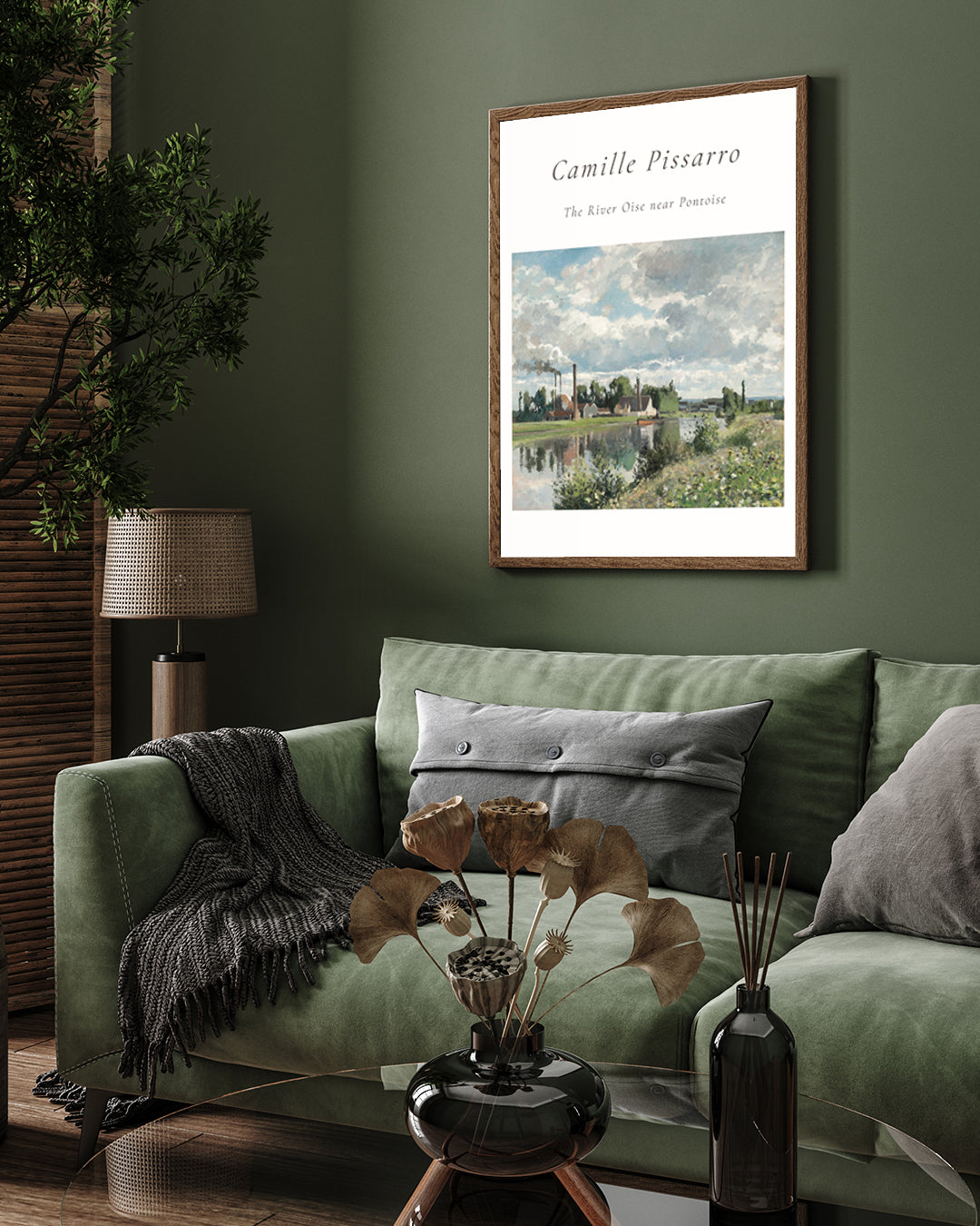 Camille Pisarro The River Oise Near Pontoise Painting 3 : 4 Vertical New Premium Wall Art Canvas by MeriDeewar