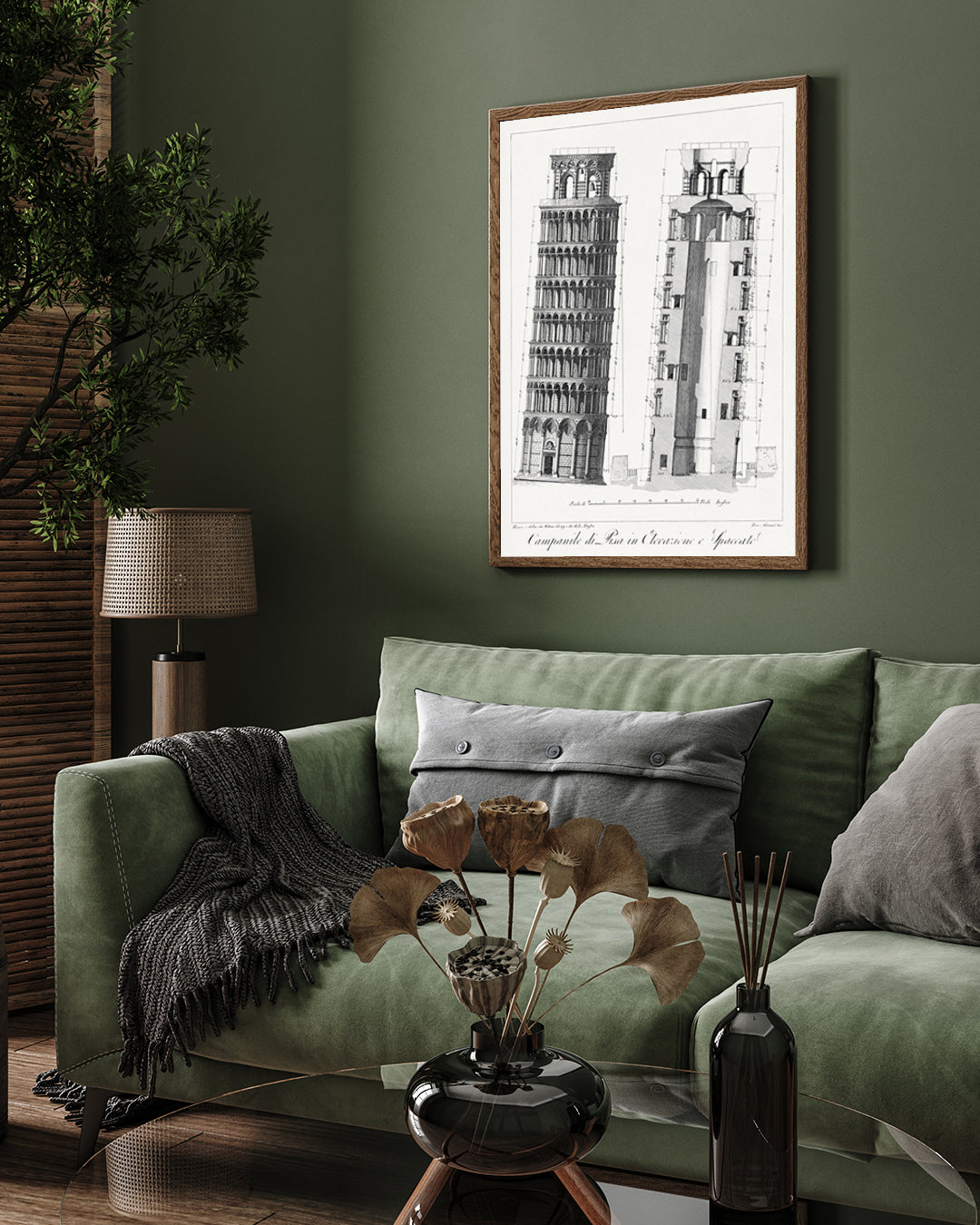 Campanile di Pisa Historical Palace Painting 3 : 4 Vertical New Premium Wall Art Canvas by MeriDeewar