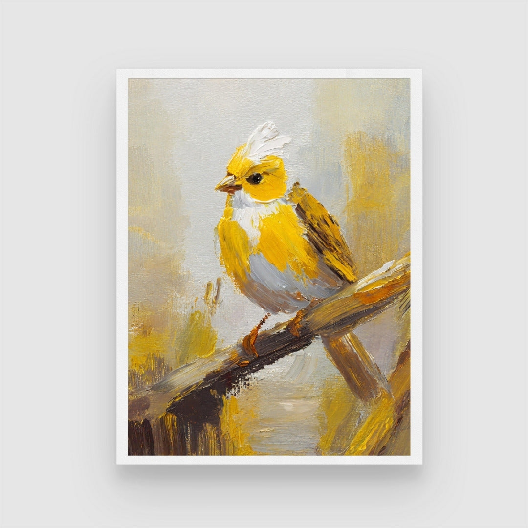 Canary Bird Abstract Artwork – Enhance Your Living Space 3 : 4 Vertical New Premium Wall Art Canvas by MeriDeewar