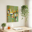 Canopy Cadence | Modern Olive Green & Ochre Color Block Abstract FineCanopy Cadence | Modern Olive Green & Ochre Color Block Abstract Fine Wall Art 3 : 4 Vertical Premium Wall Art Canvas by MeriDeewar