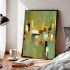 Canopy Cadence | Modern Olive Green & Ochre Color Block Abstract FineCanopy Cadence | Modern Olive Green & Ochre Color Block Abstract Fine Wall Art 3 : 4 Vertical Premium Wall Art Canvas by MeriDeewar