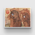 Caricature Of Leo Gestel And His Wife By Leo Gestel 3 : 4 Horizontal New Premium Wall Art Canvas by MeriDeewar