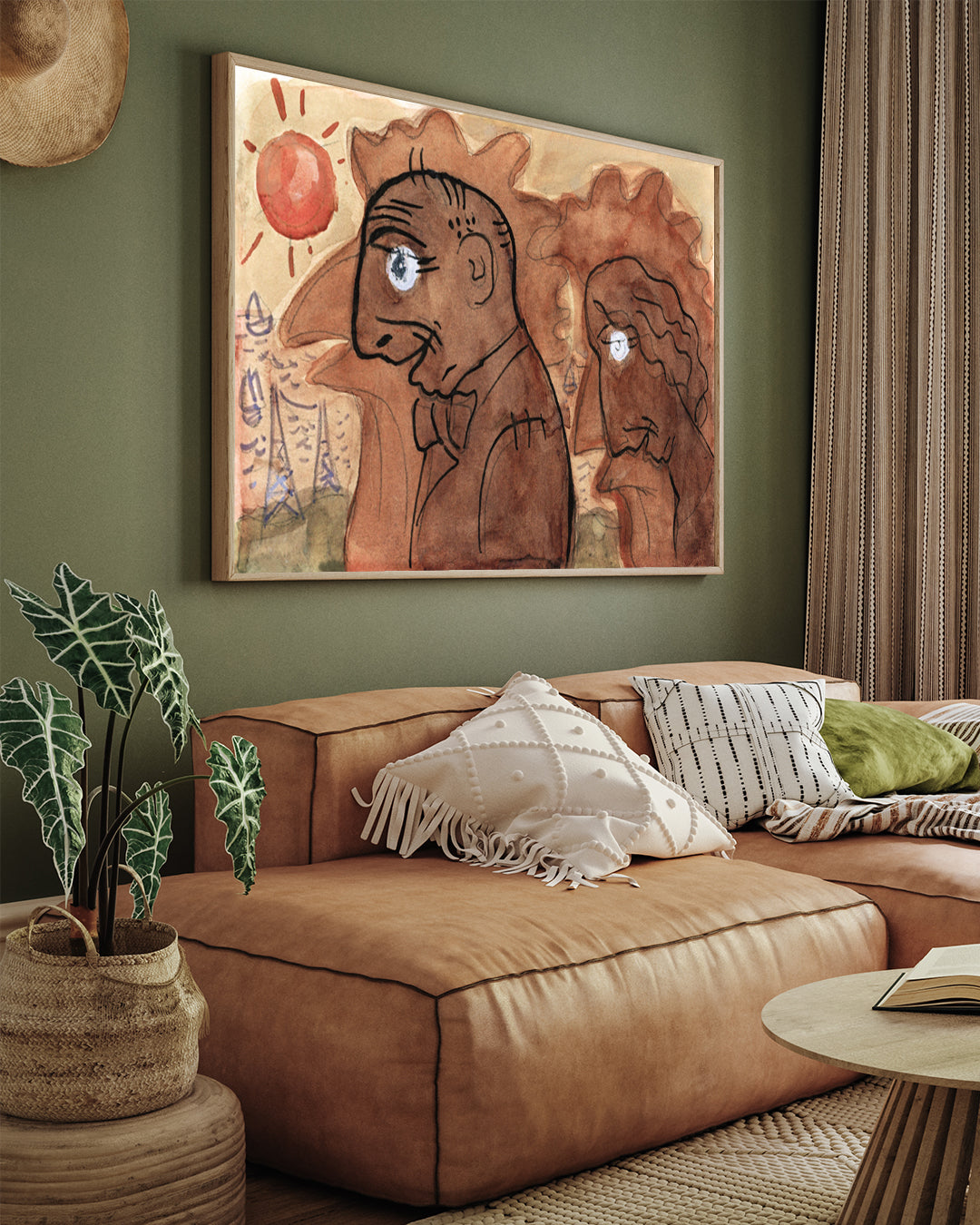 Caricature Of Leo Gestel And His Wife By Leo Gestel 3 : 4 Horizontal New Premium Wall Art Canvas by MeriDeewar
