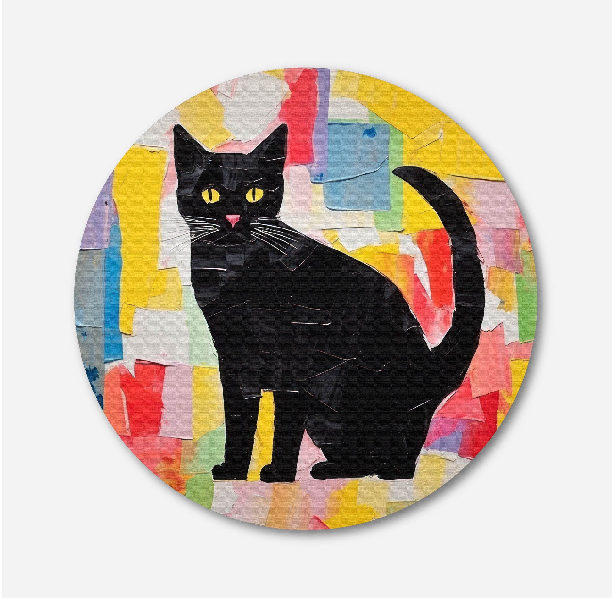 Cat art painting collage Circular Canvas Frame Circular Canvas Frame Premium Wall Art Canvas by MeriDeewar