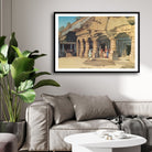 Cave Temples at Ajanta – Yoshida Hiroshi Japanese Woodblock Print) 2 : 3 Horizontal Premium Wall Art Canvas by MeriDeewar