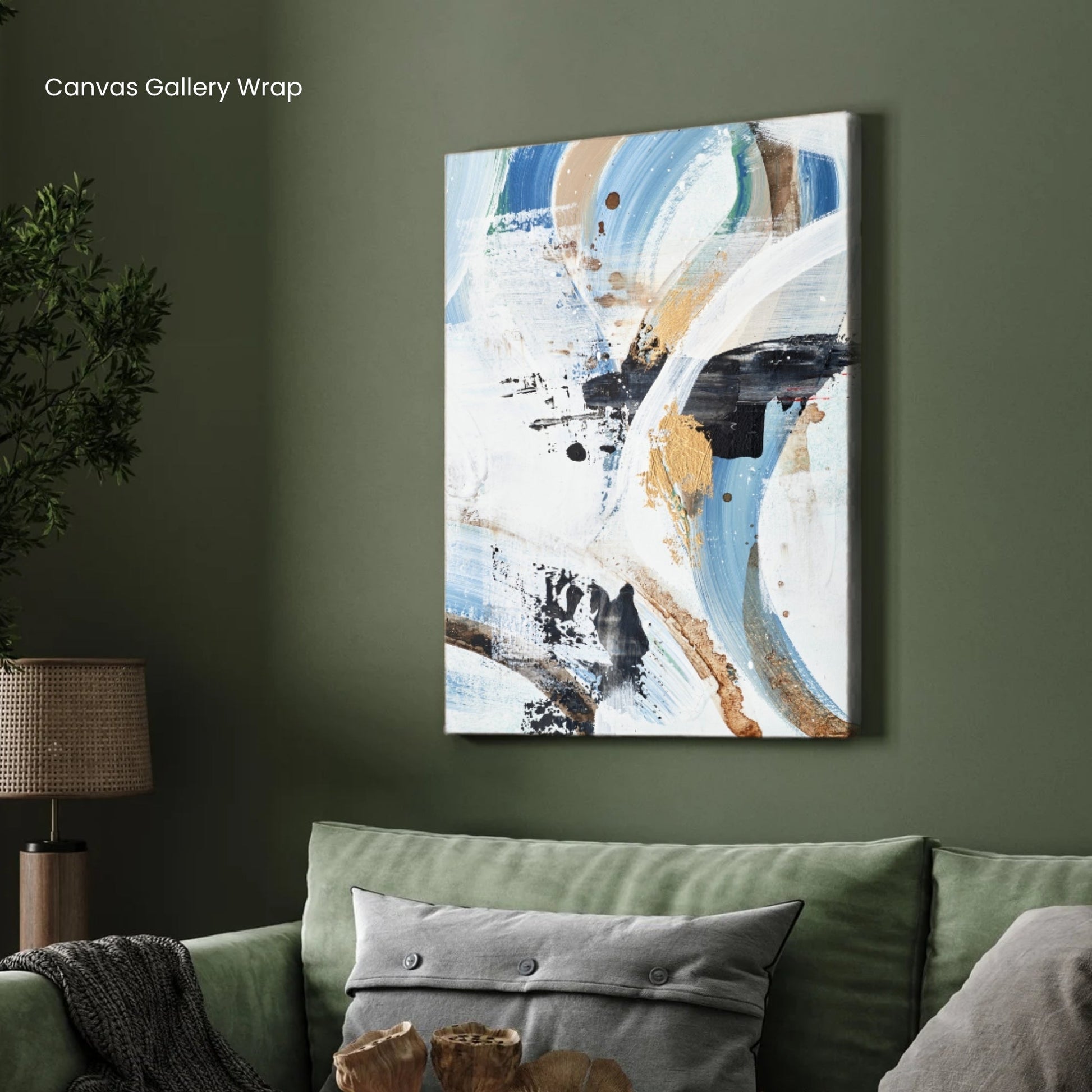 Celestial Flow – Contemporary Wall Art in Blue and White 2 : 3 Vertical Premium Wall Art Canvas by MeriDeewar