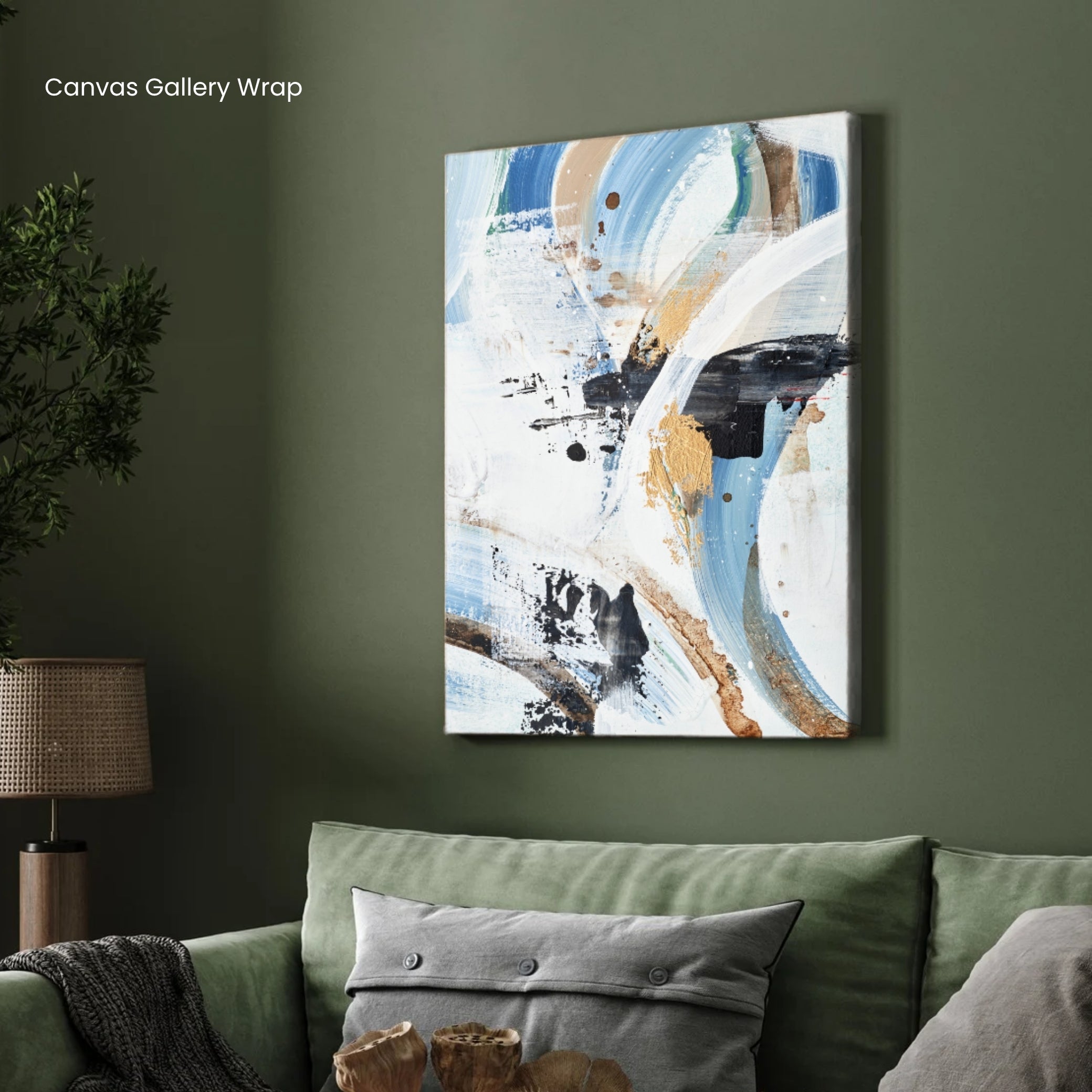 Celestial Flow – Contemporary Wall Art in Blue and White 2 : 3 Vertical Premium Wall Art Canvas by MeriDeewar