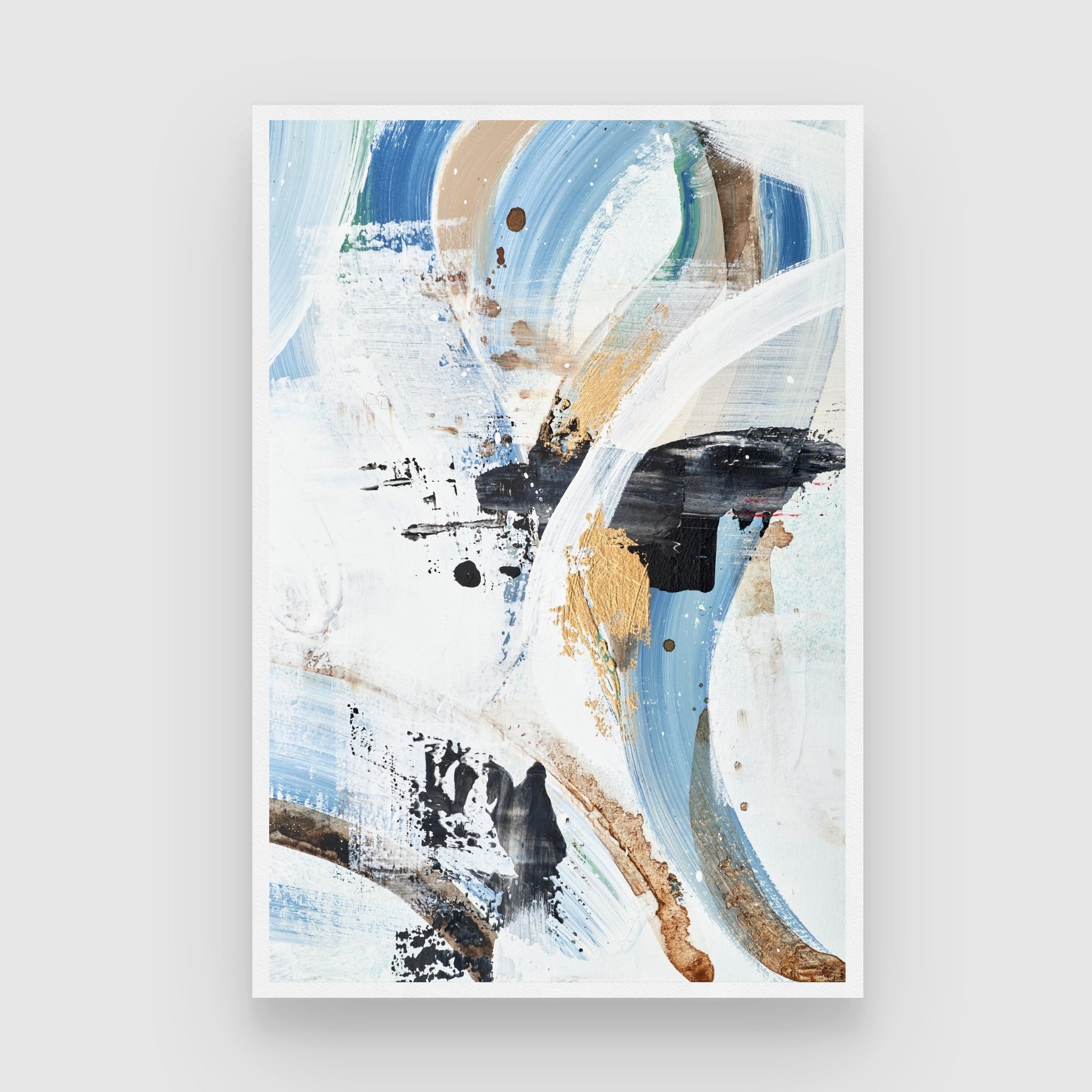 Celestial Flow – Contemporary Wall Art in Blue and White 2 : 3 Vertical Premium Wall Art Canvas by MeriDeewar