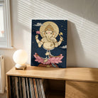 Celestial Ganapati | Traditional Indian Folk Style Night Sky Sacred Wall Art 3 : 4 Vertical Premium Wall Art Canvas by MeriDeewar
