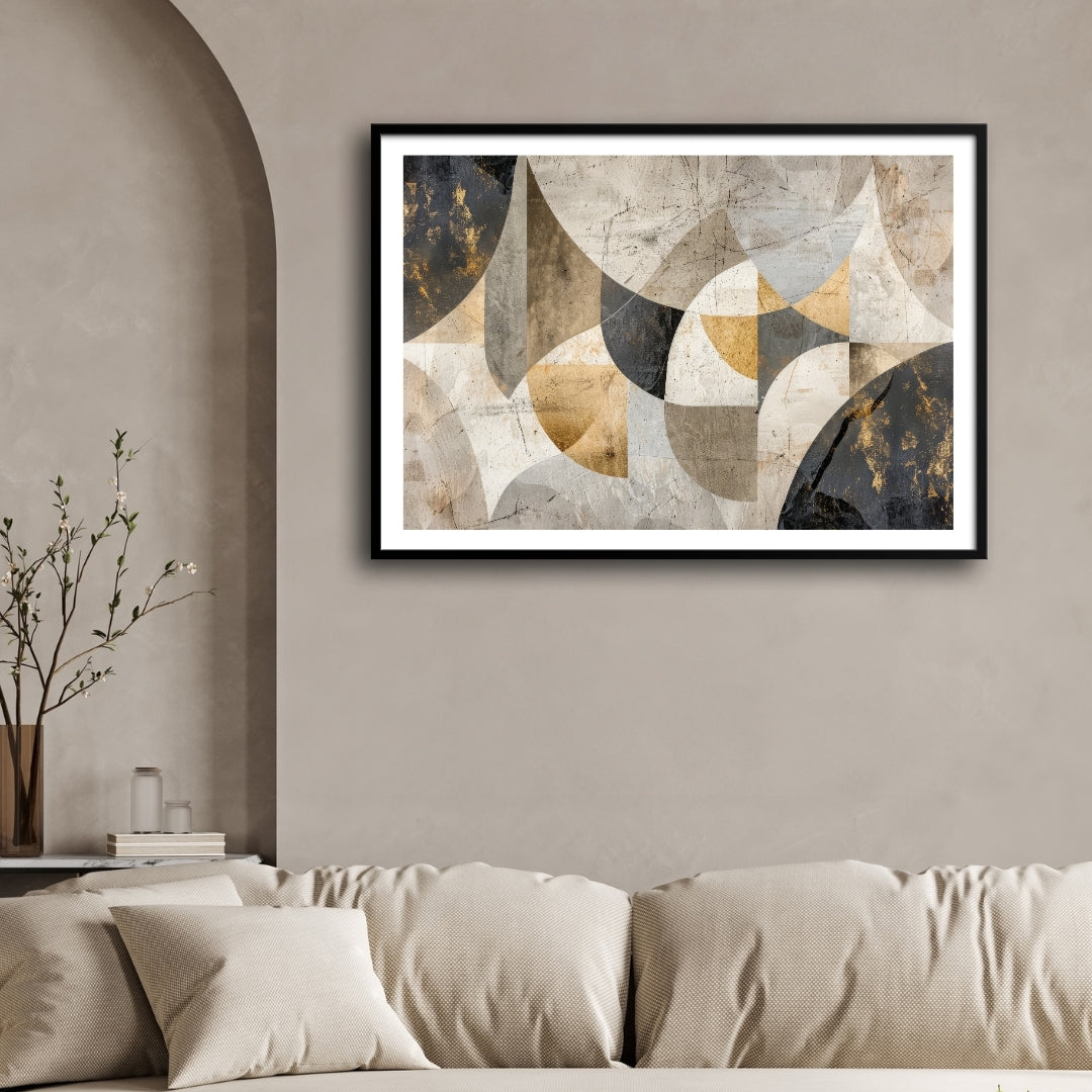 Celestial Harmony – Modern Abstract Geometric Wall Art Print 2 : 3 Horizontal Premium Wall Art Canvas by MeriDeewar