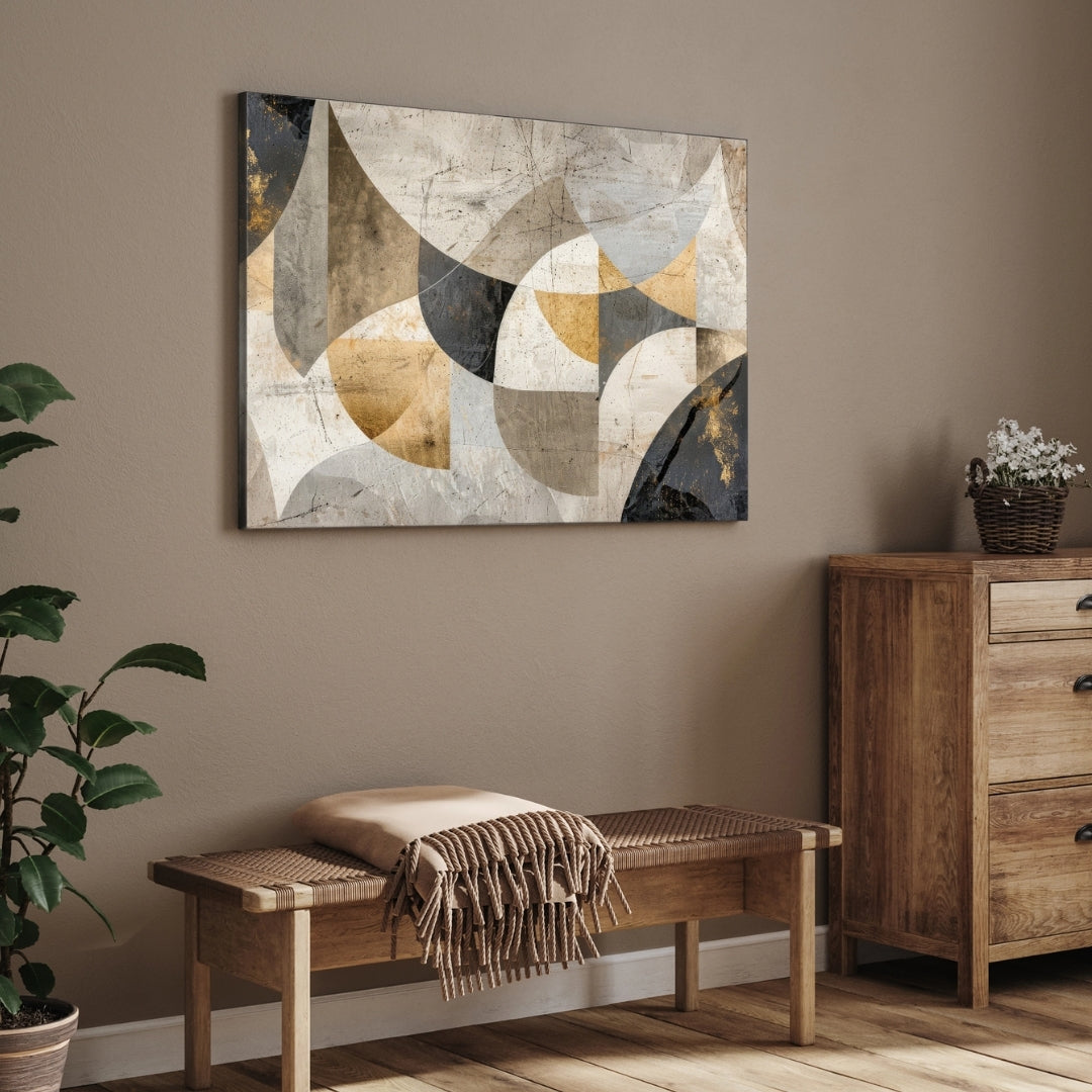Celestial Harmony – Modern Abstract Geometric Wall Art Print 2 : 3 Horizontal Premium Wall Art Canvas by MeriDeewar