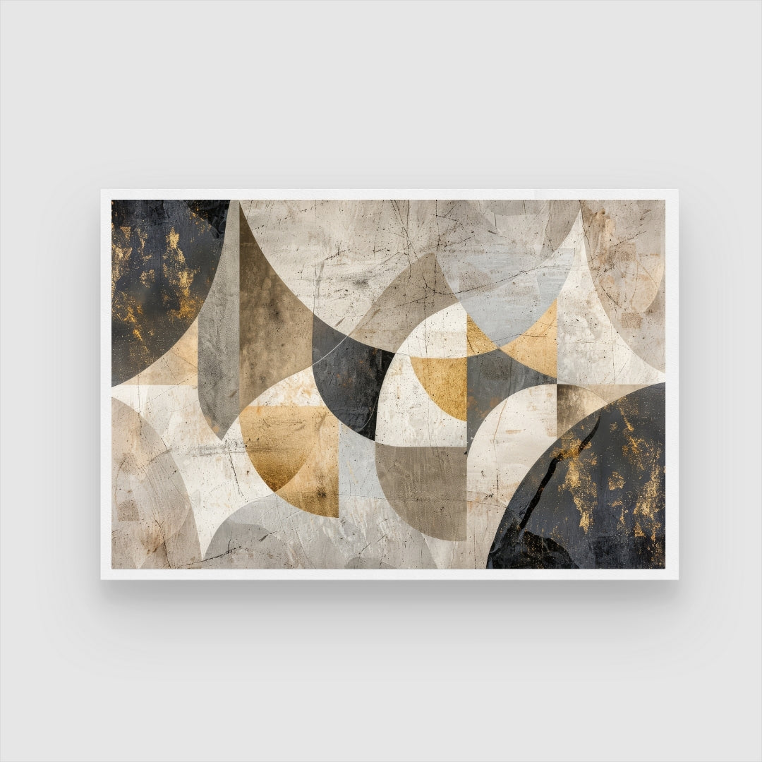 Celestial Harmony – Modern Abstract Geometric Wall Art Print 2 : 3 Horizontal Premium Wall Art Canvas by MeriDeewar